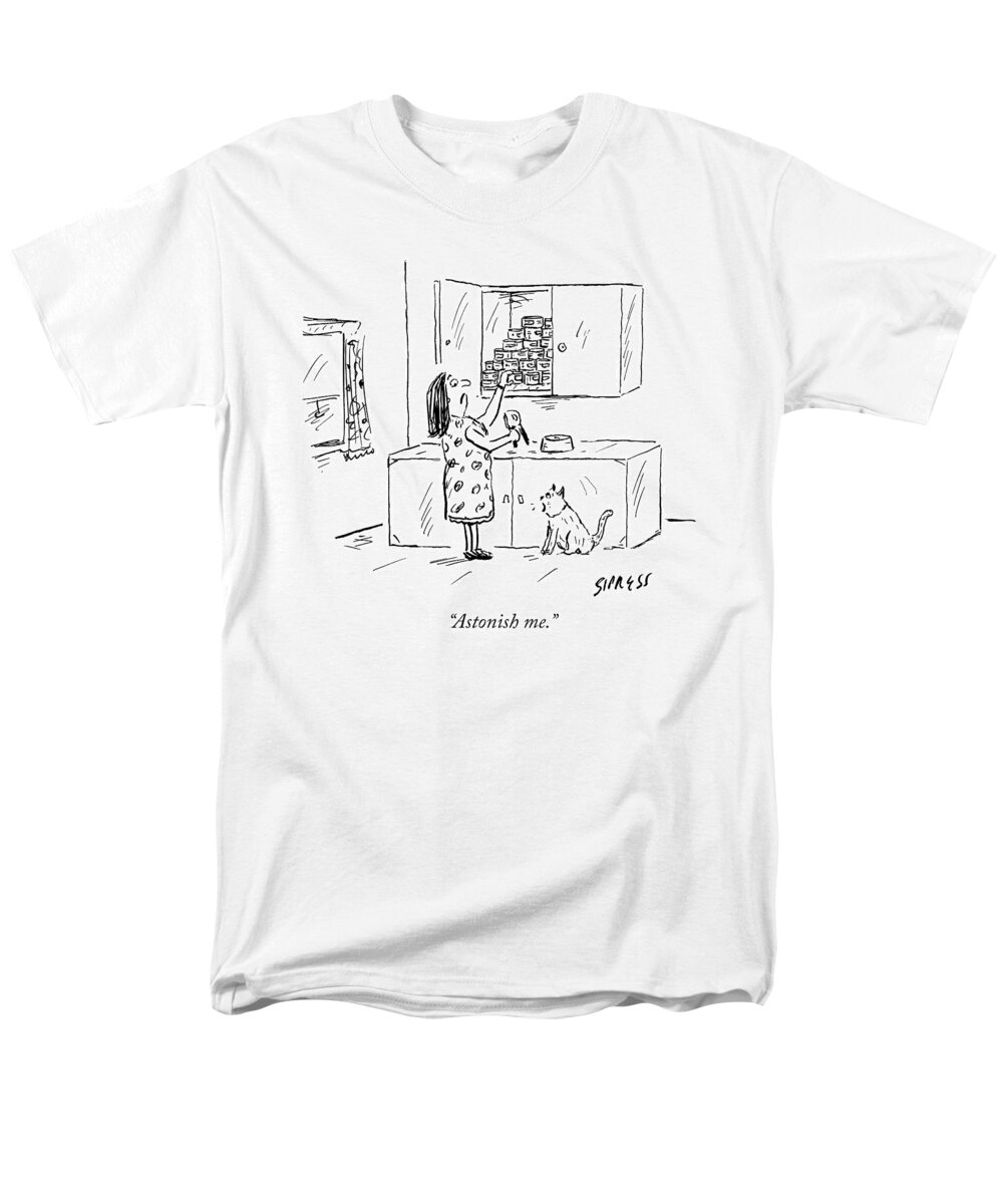 astonish Me. Sarcastic Men's T-Shirt (Regular Fit) featuring the drawing Astonish Me by David Sipress