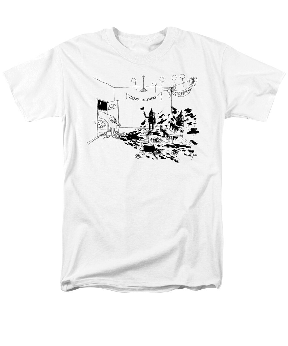 Captionless Men's T-Shirt (Regular Fit) featuring the drawing Birthday Surprise by Edward Steed