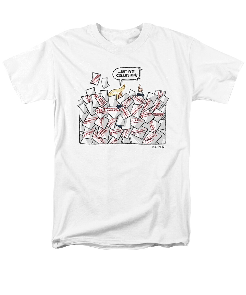 But No Collusion Men's T-Shirt (Regular Fit) featuring the drawing But No Collusion by Peter Kuper