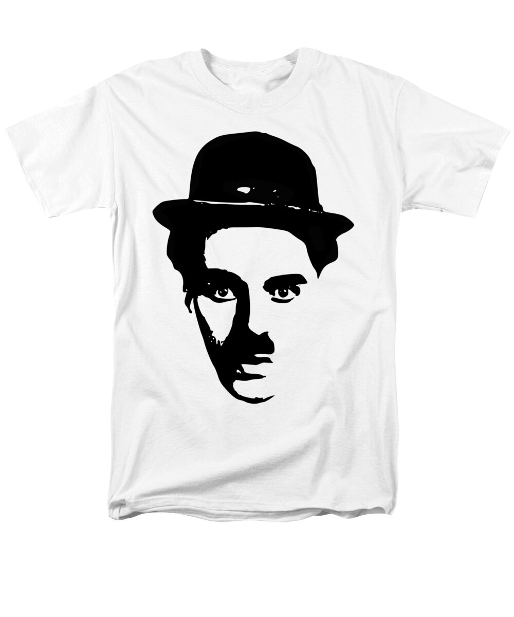 Charlie Chaplin Men's T-Shirt (Regular Fit) featuring the digital art Charlie Chaplin Minimalistic Pop Art by Megan Miller