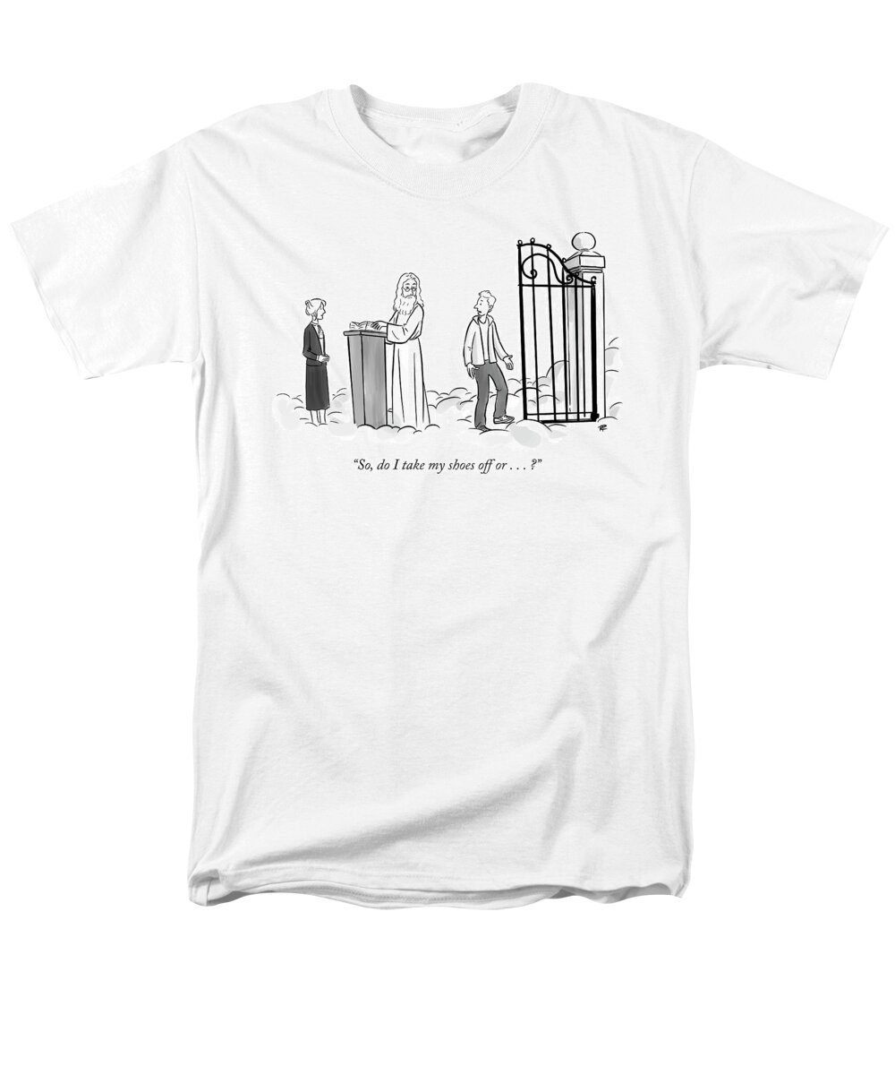 so Men's T-Shirt (Regular Fit) featuring the drawing Do I Take My Shoes Off by Pia Guerra