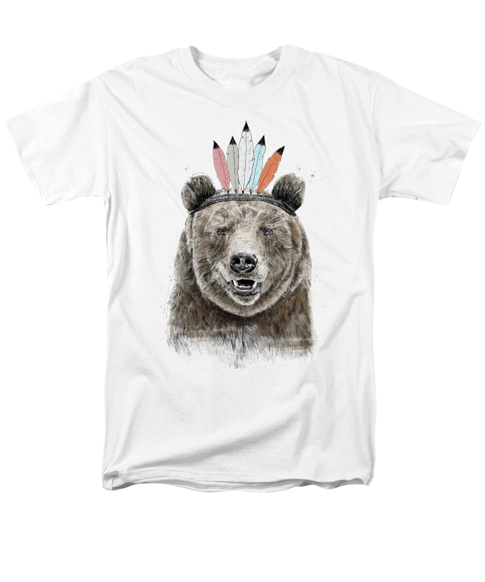 Bear Men's T-Shirt (Regular Fit) featuring the mixed media Festival bear by Balazs Solti