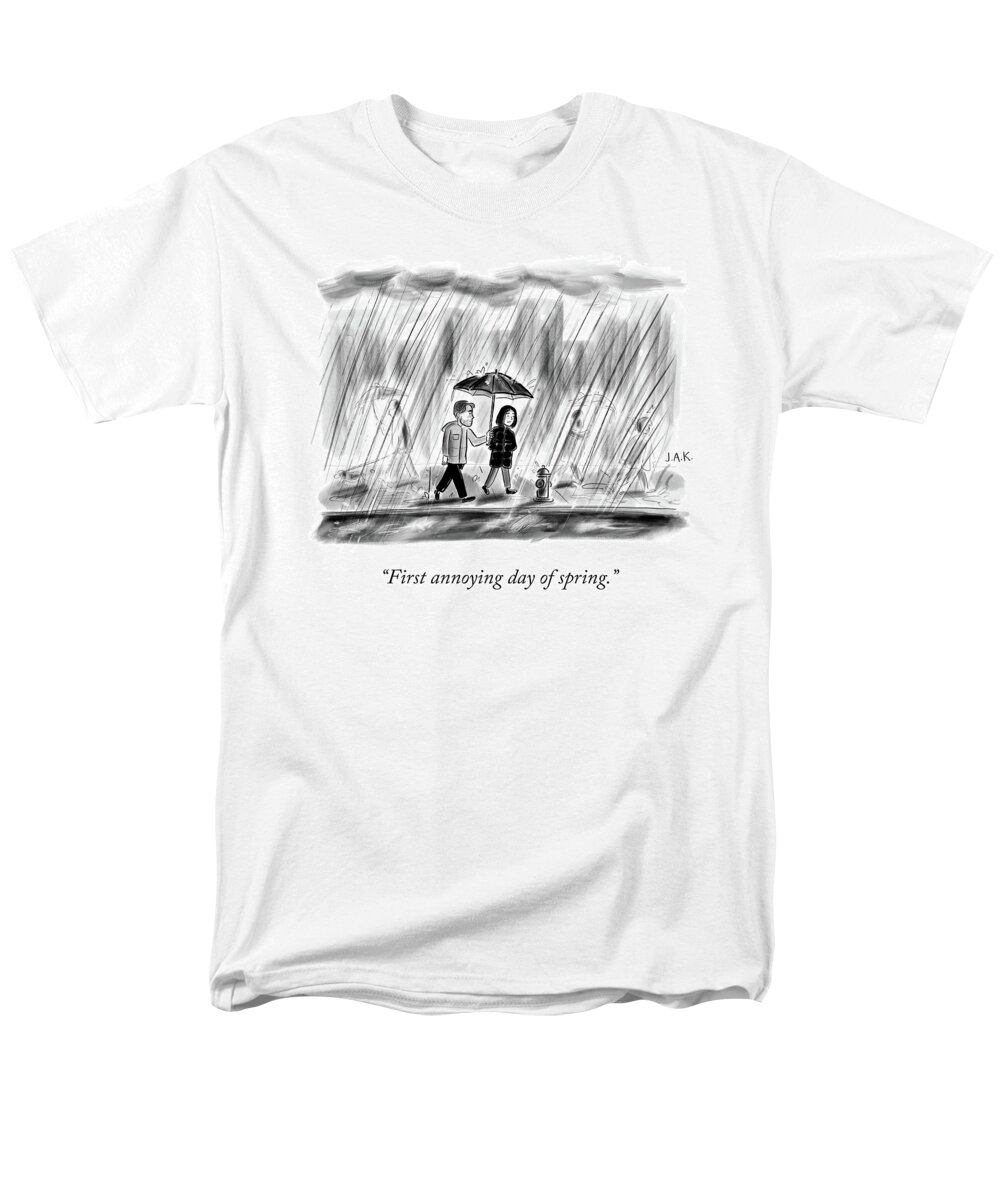 First Annoying Day Of Spring. Men's T-Shirt (Regular Fit) featuring the drawing First Day of Spring by Jason Adam Katzenstein
