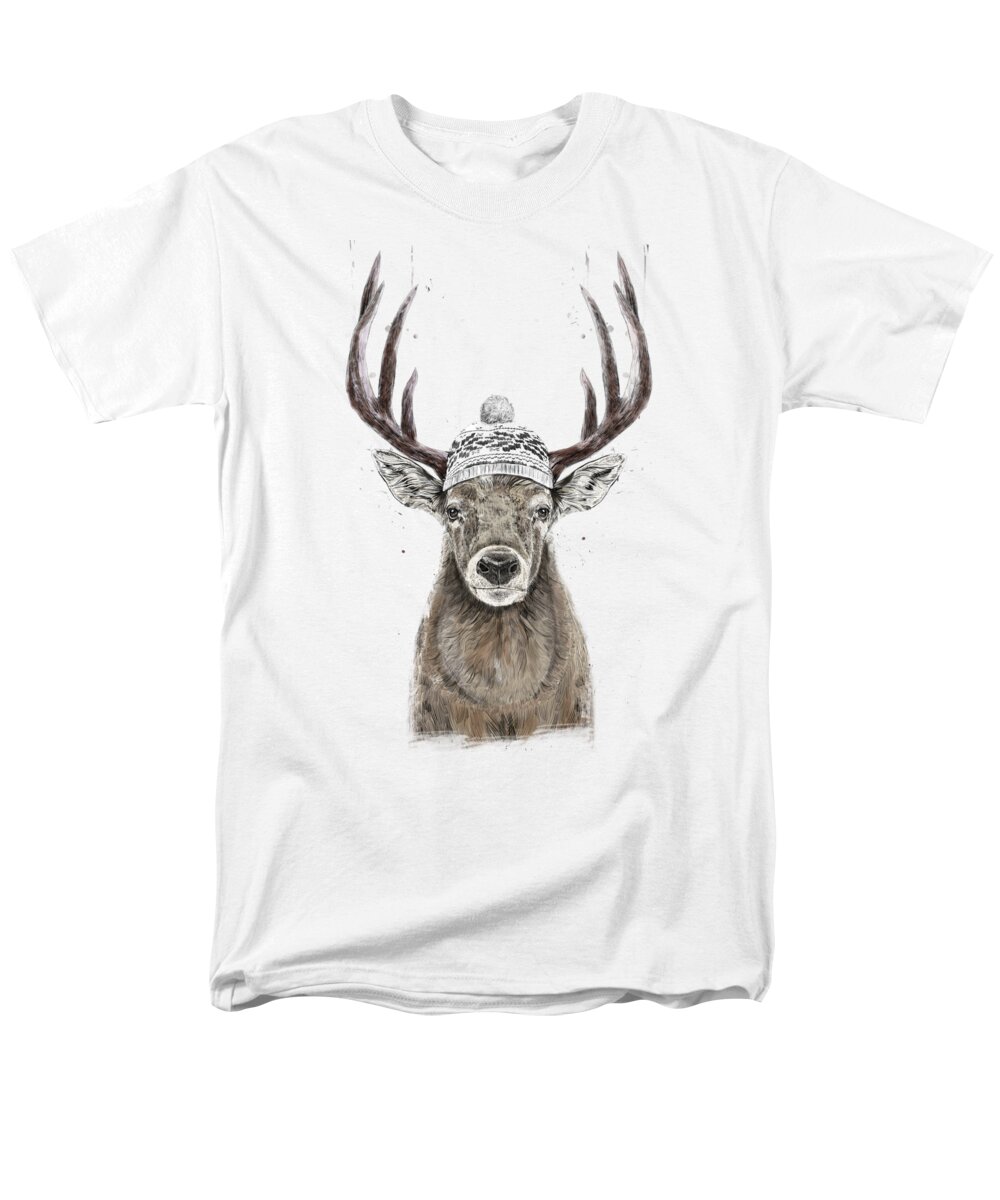 Deer Men's T-Shirt (Regular Fit) featuring the mixed media Let's go outside by Balazs Solti