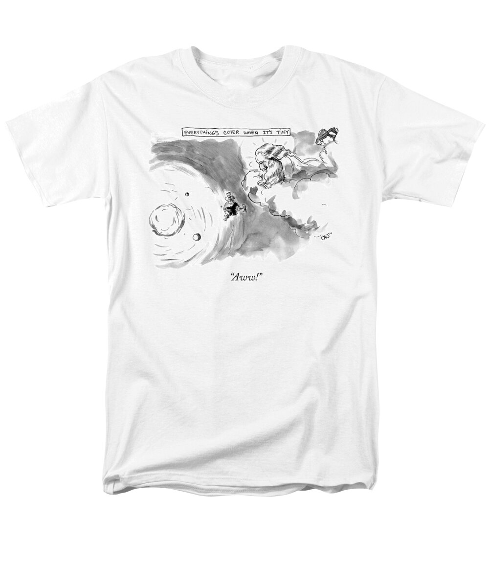 aww! Everything's Cuter When It's Tiny Men's T-Shirt (Regular Fit) featuring the drawing The Cute Earth by Carolita Johnson