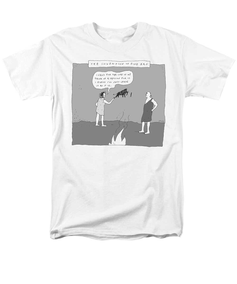 The Invention Of Fine Art Men's T-Shirt (Regular Fit) featuring the drawing The Invention of Fine Art by Liana Finck