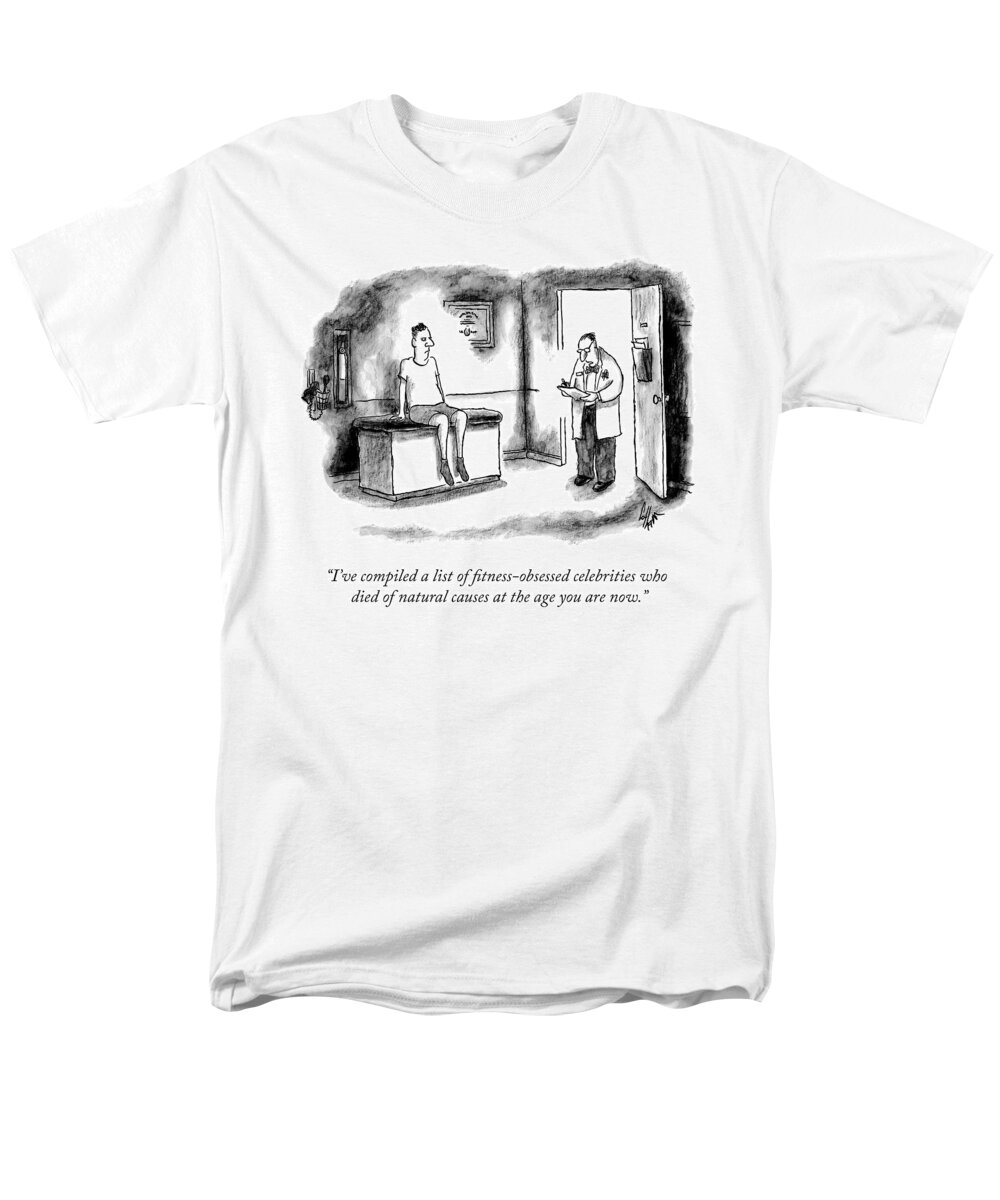 i've Compiled A List Of Fitness-obsessed Celebrities Who Died Of Natural Causes At The Same Age As You Are Now. Active Men's T-Shirt (Regular Fit) featuring the drawing The List by Frank Cotham
