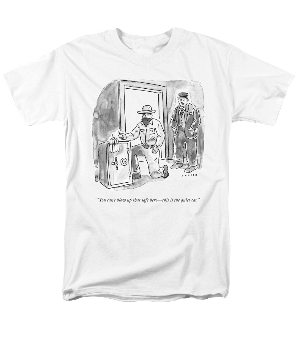 you Can't Blow Up That Safe Here Men's T-Shirt (Regular Fit) featuring the drawing The Quiet Car by Brendan Loper