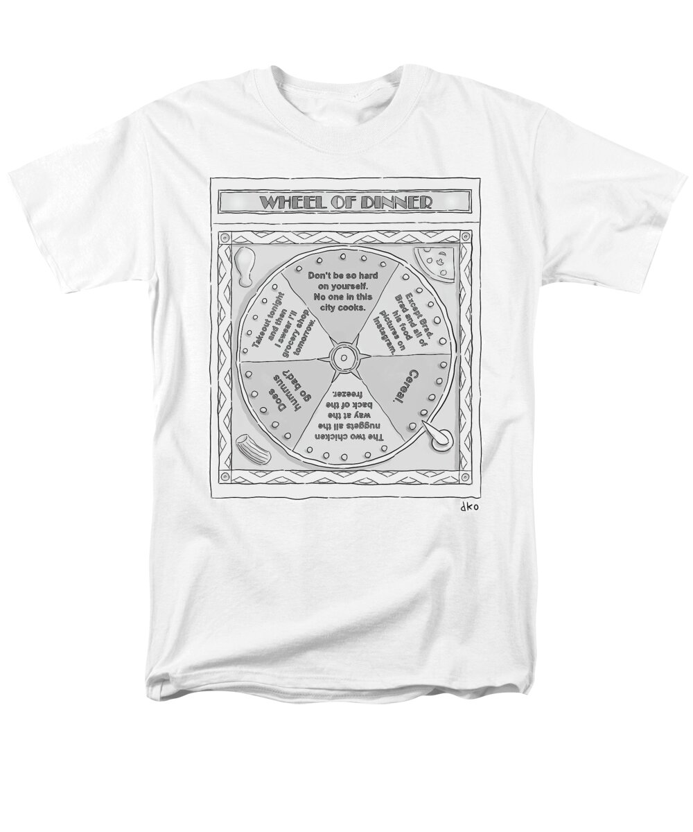 Wheel Of Dinner Men's T-Shirt (Regular Fit) featuring the drawing Wheel of Dinner by David Ostow