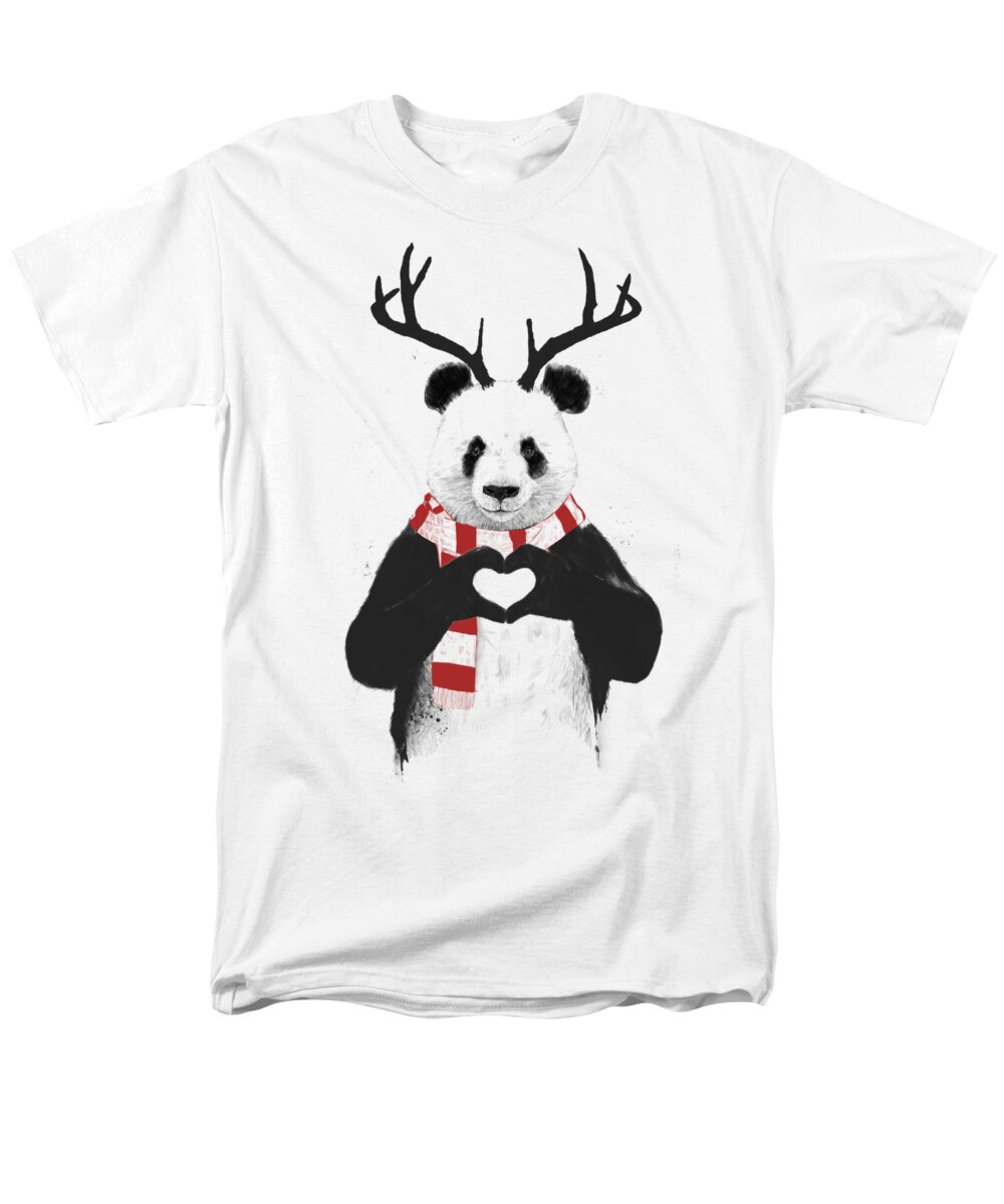#faaAdWordsBest Men's T-Shirt (Regular Fit) featuring the drawing Xmas panda by Balazs Solti