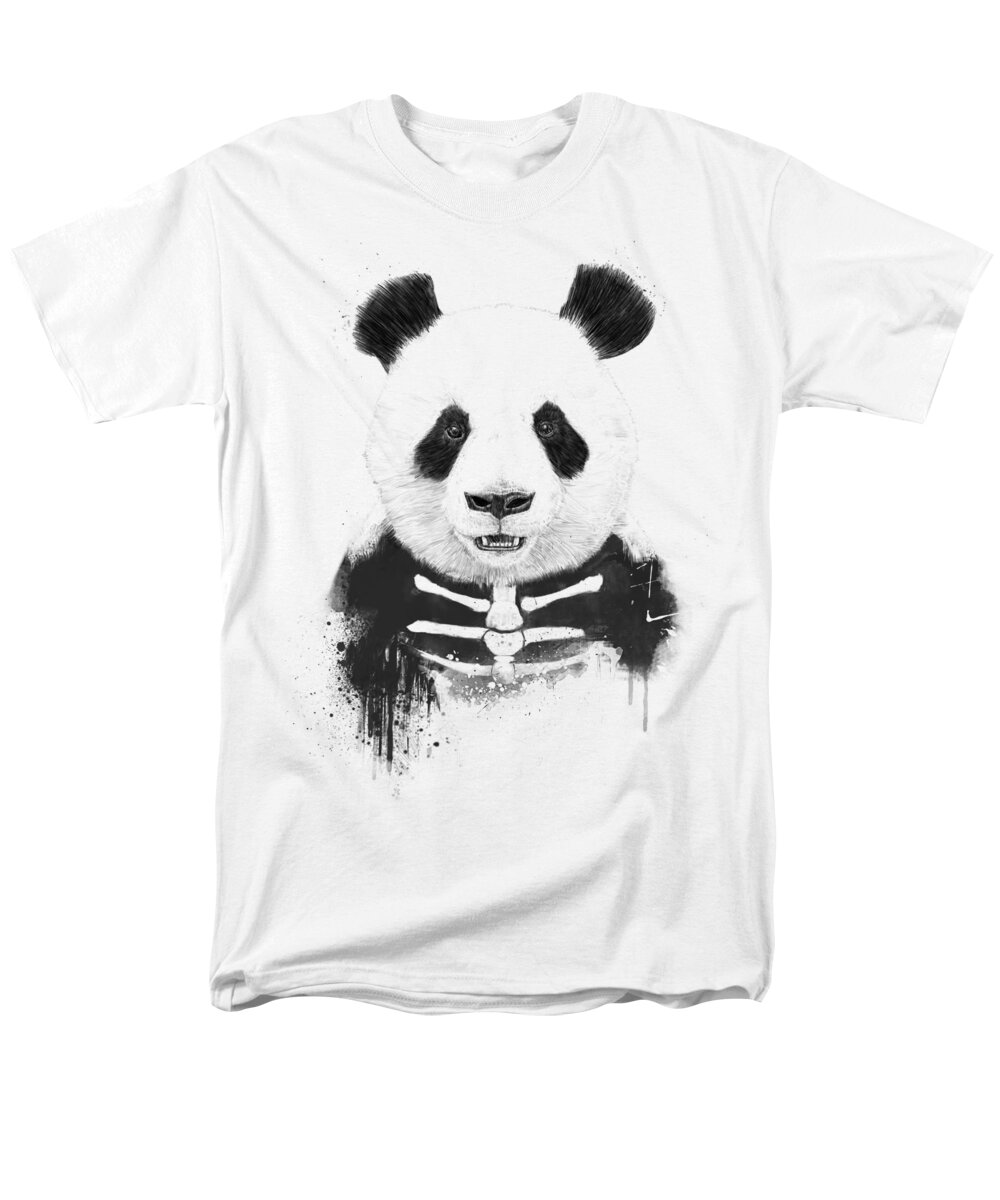 Panda Men's T-Shirt (Regular Fit) featuring the mixed media Zombie panda by Balazs Solti