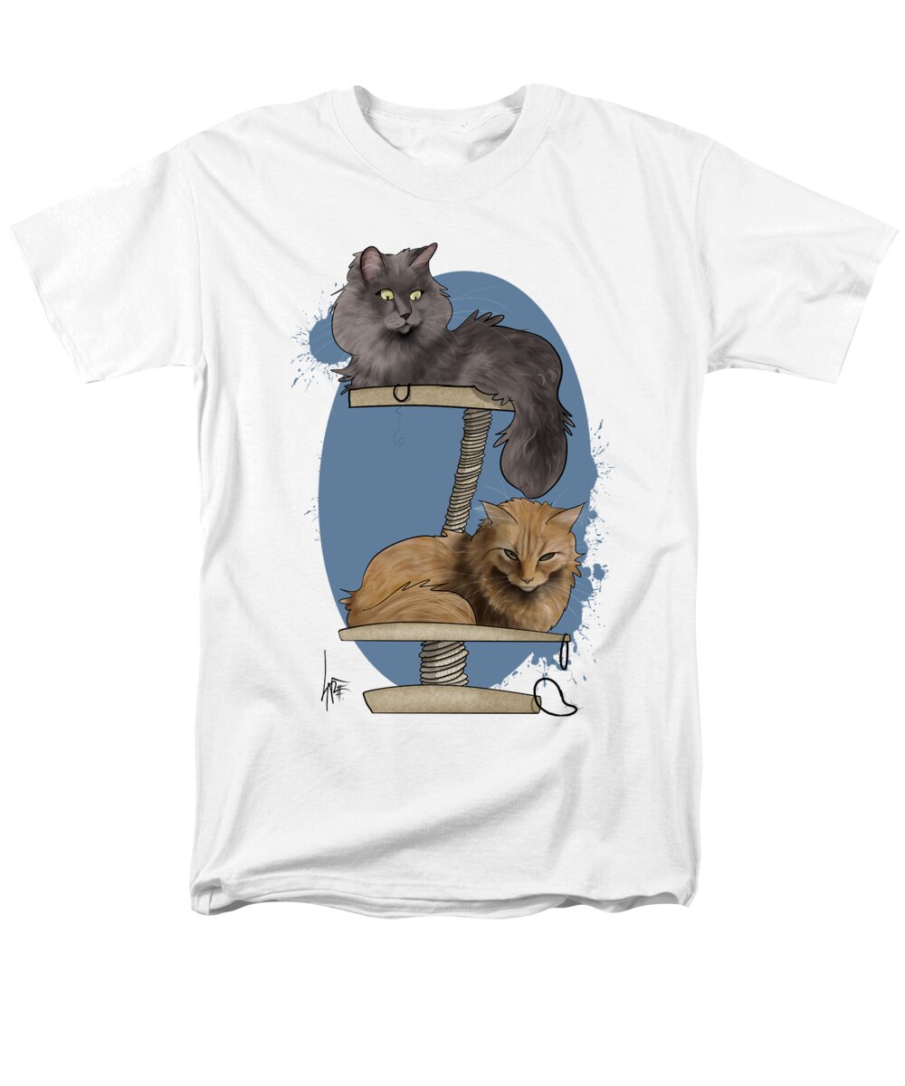 6046 Men's T-Shirt (Regular Fit) featuring the drawing 2 Cats on a Tower by John LaFree