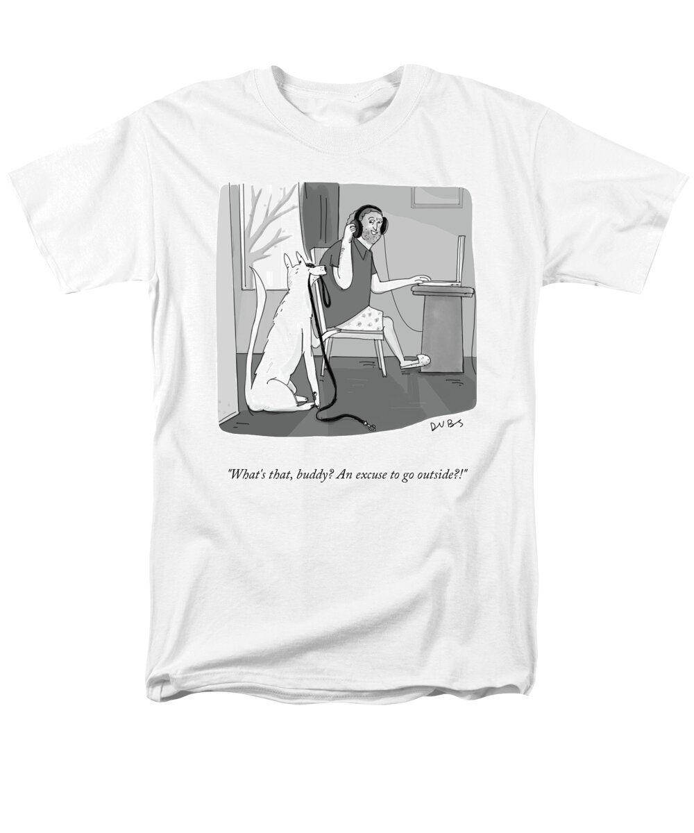 What's That Men's T-Shirt (Regular Fit) featuring the drawing An Excuse To Go Outside by Andy Dubbin