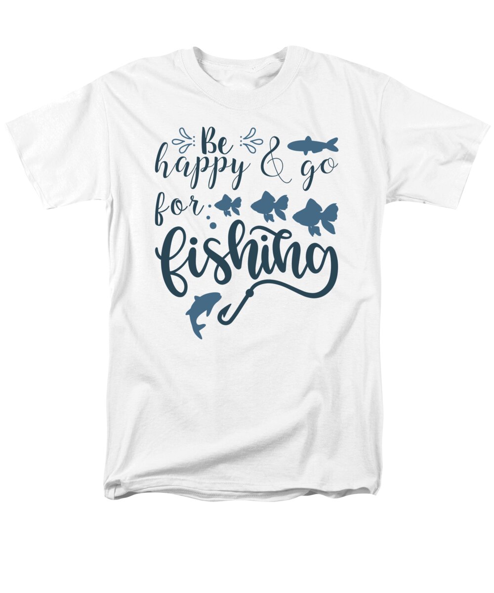 Fishing Men's T-Shirt (Regular Fit) featuring the digital art Be happy and go for fishing by Jacob Zelazny