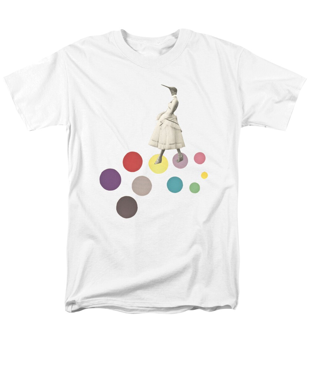 Hummingbird Men's T-Shirt (Regular Fit) featuring the mixed media Bird Lady by Cassia Beck