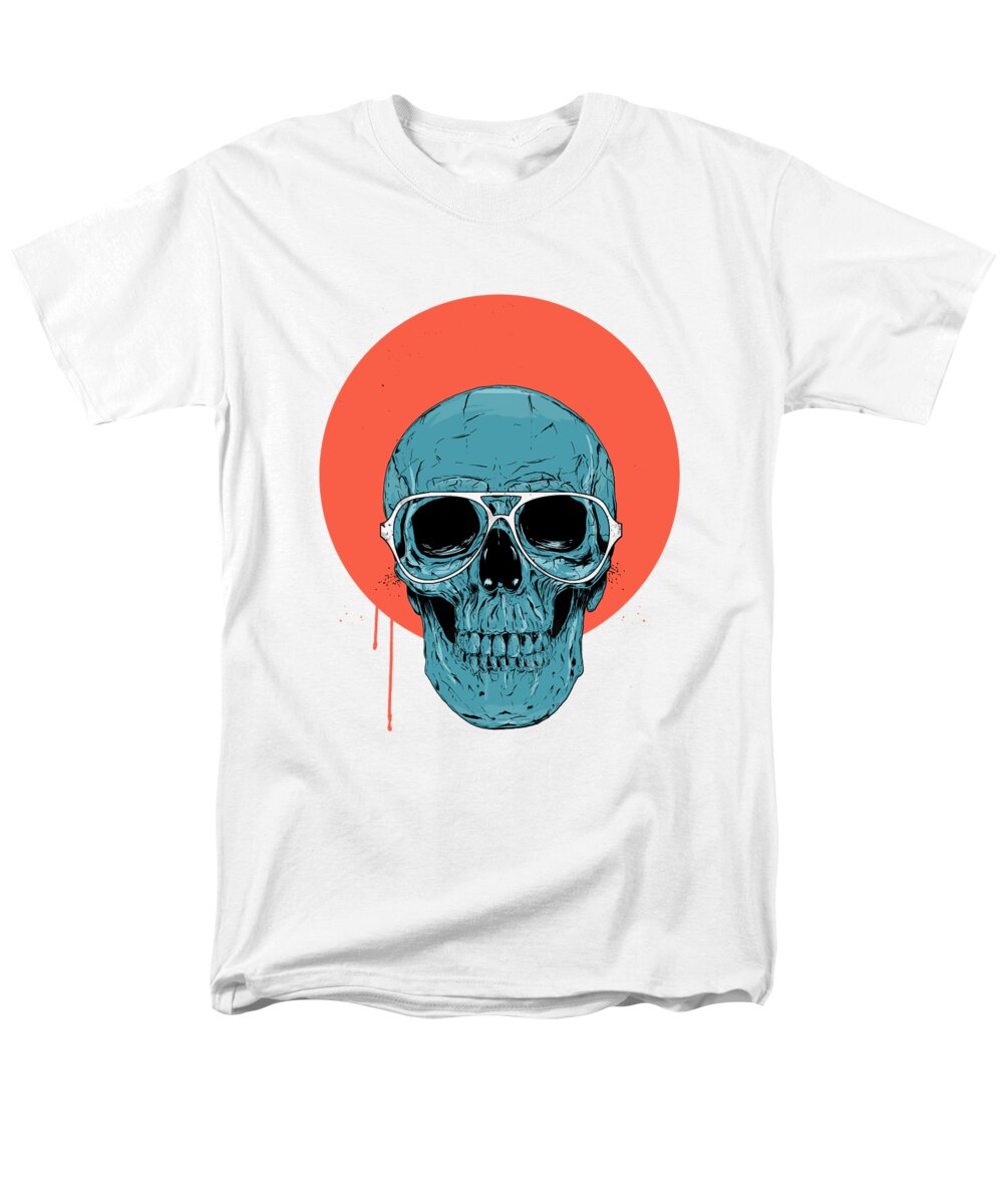 Skull Men's T-Shirt (Regular Fit) featuring the drawing Blue skull II by Balazs Solti