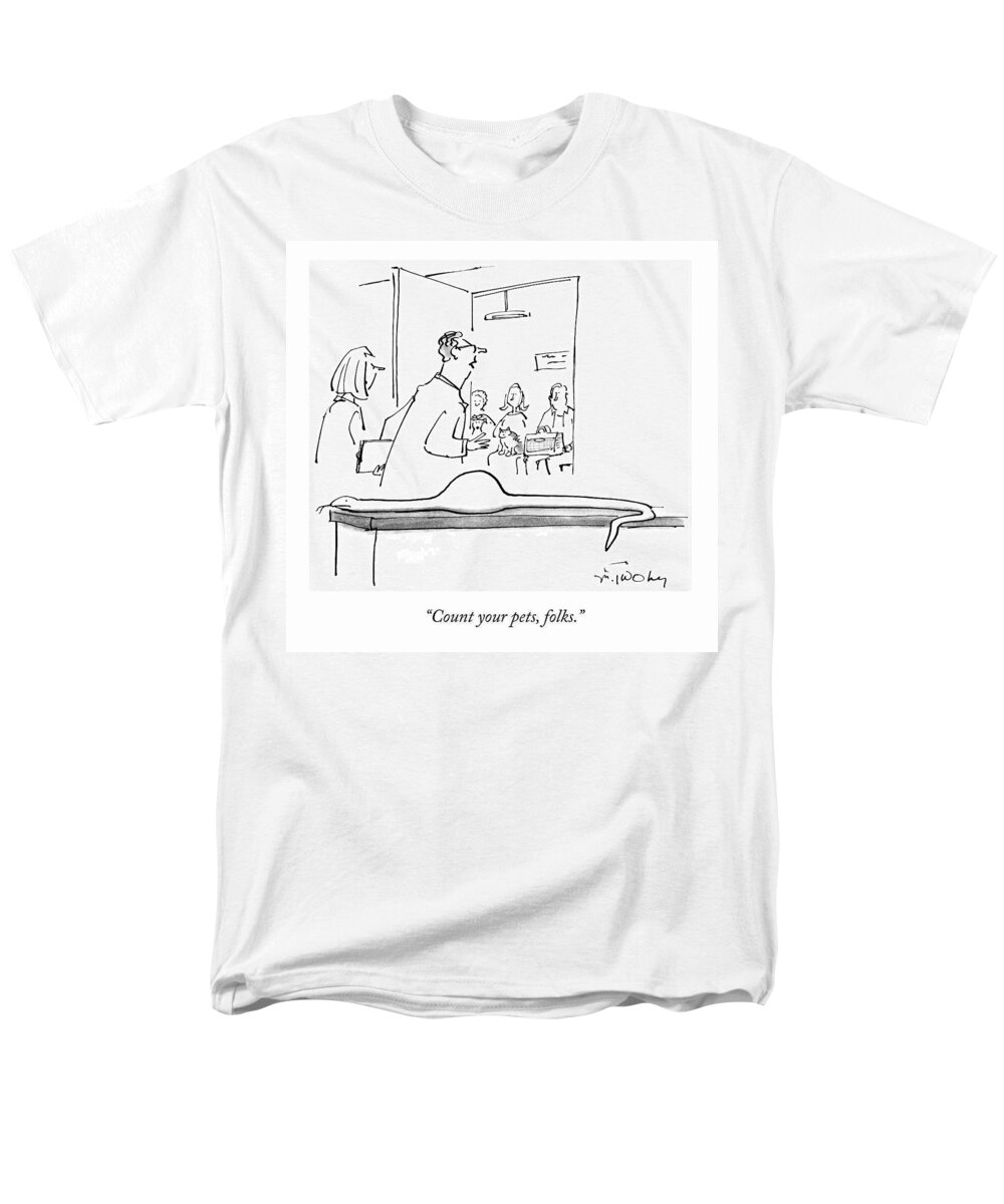 count Your Pets Men's T-Shirt (Regular Fit) featuring the drawing Count Your Pets by Mike Twohy