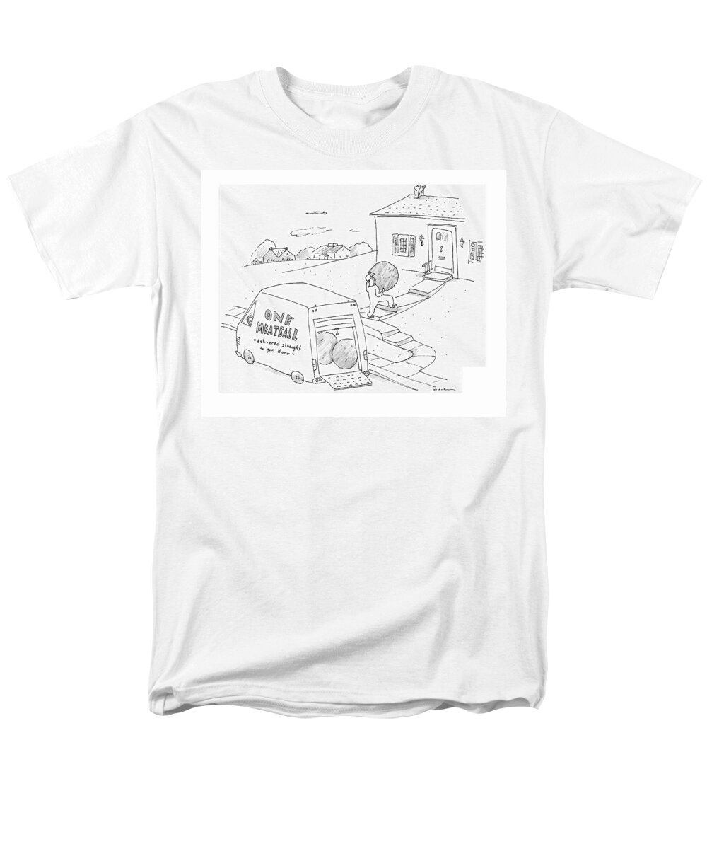 Captionless Men's T-Shirt (Regular Fit) featuring the drawing Delivered Straight to Your Door by Michael Maslin