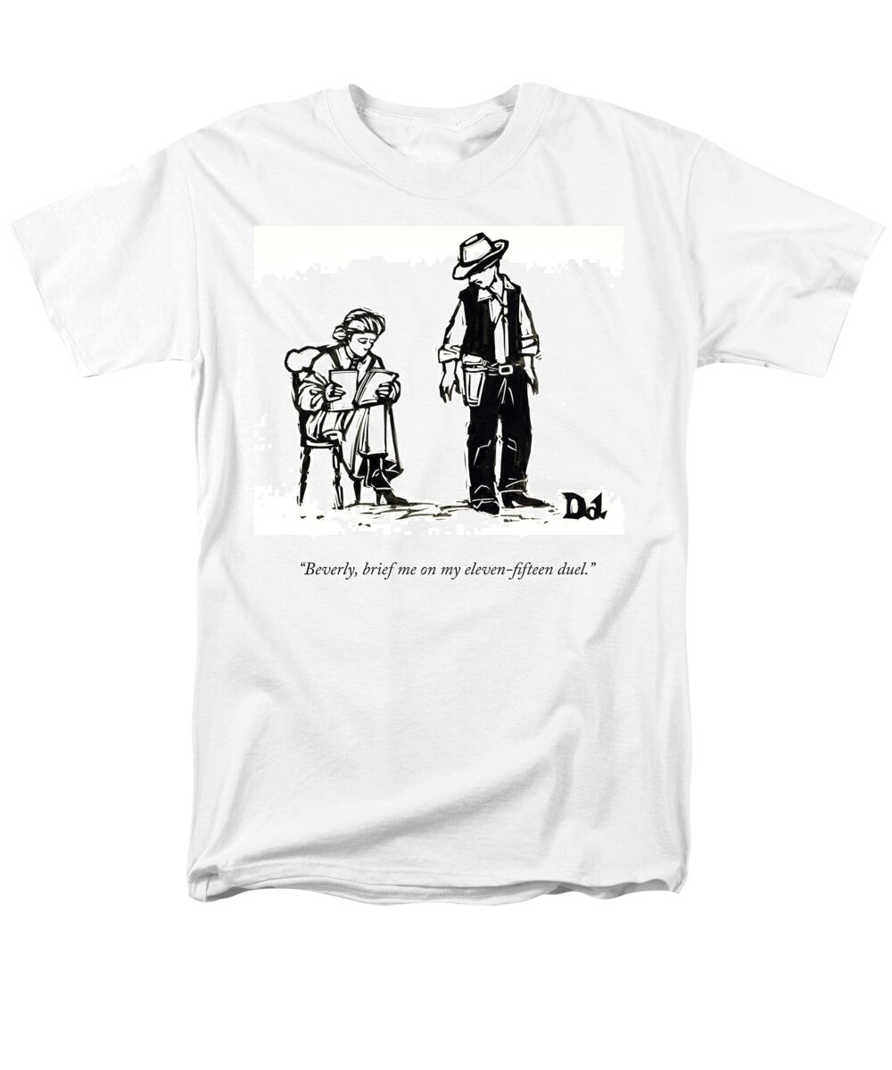 Cowboy Men's T-Shirt (Regular Fit) featuring the photograph My Eleven-fifteen Duel by Drew Dernavich