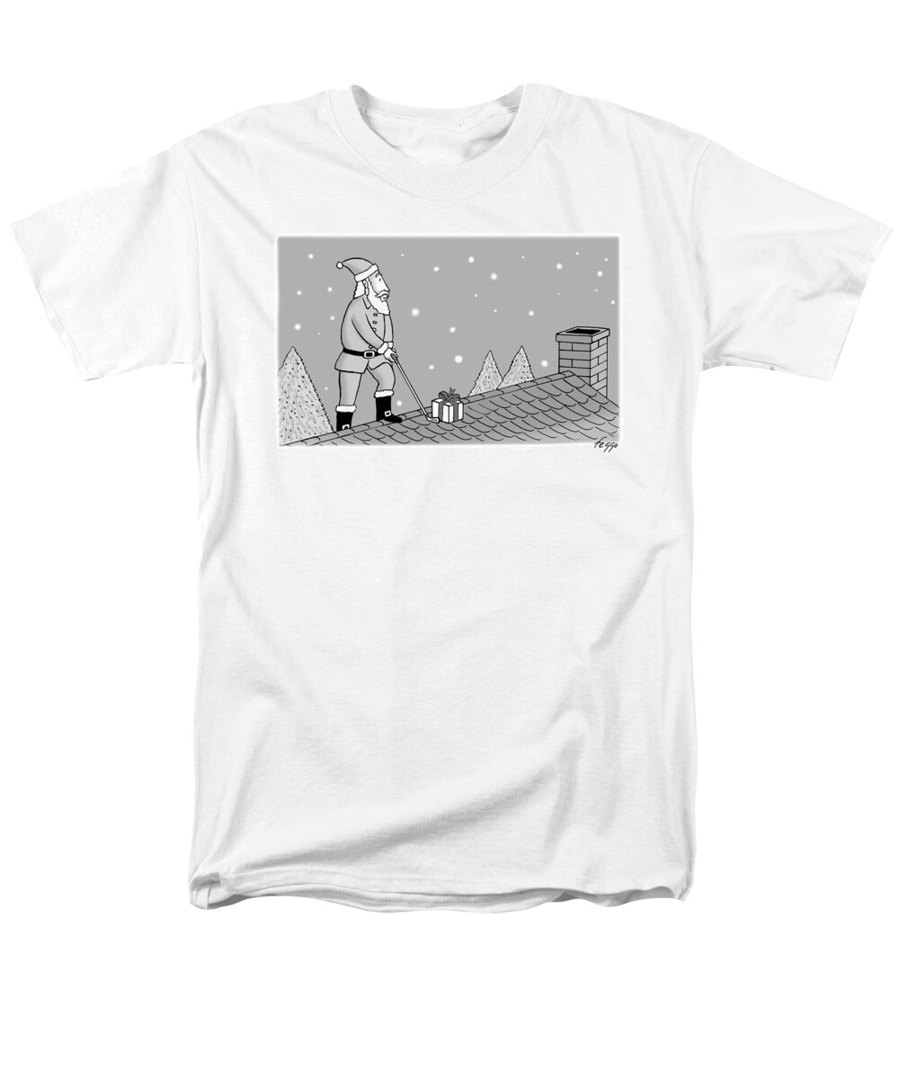 Captionless Men's T-Shirt (Regular Fit) featuring the drawing Santa's Golfing by Felipe Galindo
