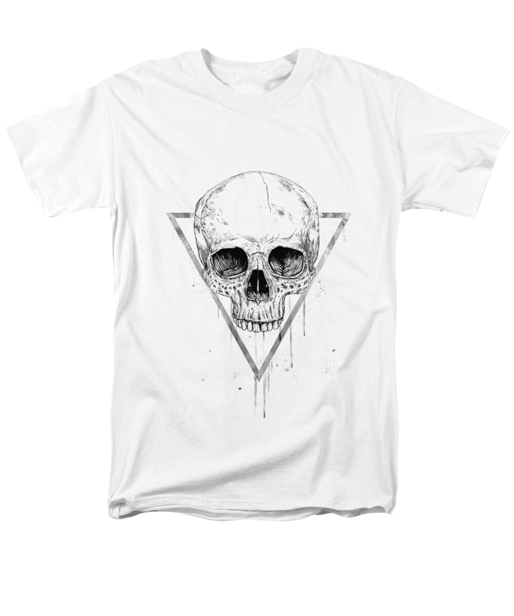 Skull Men's T-Shirt (Regular Fit) featuring the drawing Skull in a triangle II by Balazs Solti