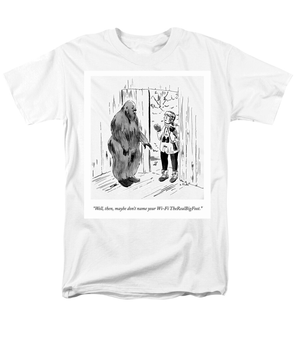 well Men's T-Shirt (Regular Fit) featuring the drawing TheRealBigFoot by Emily Flake