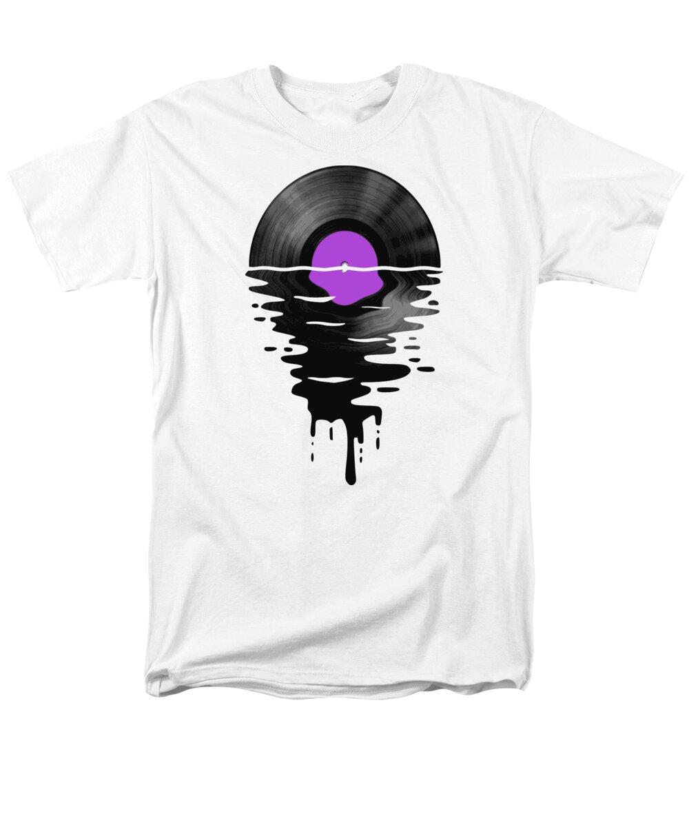 Vinyl Men's T-Shirt (Regular Fit) featuring the digital art Vinyl LP Record Sunset Purple by Megan Miller