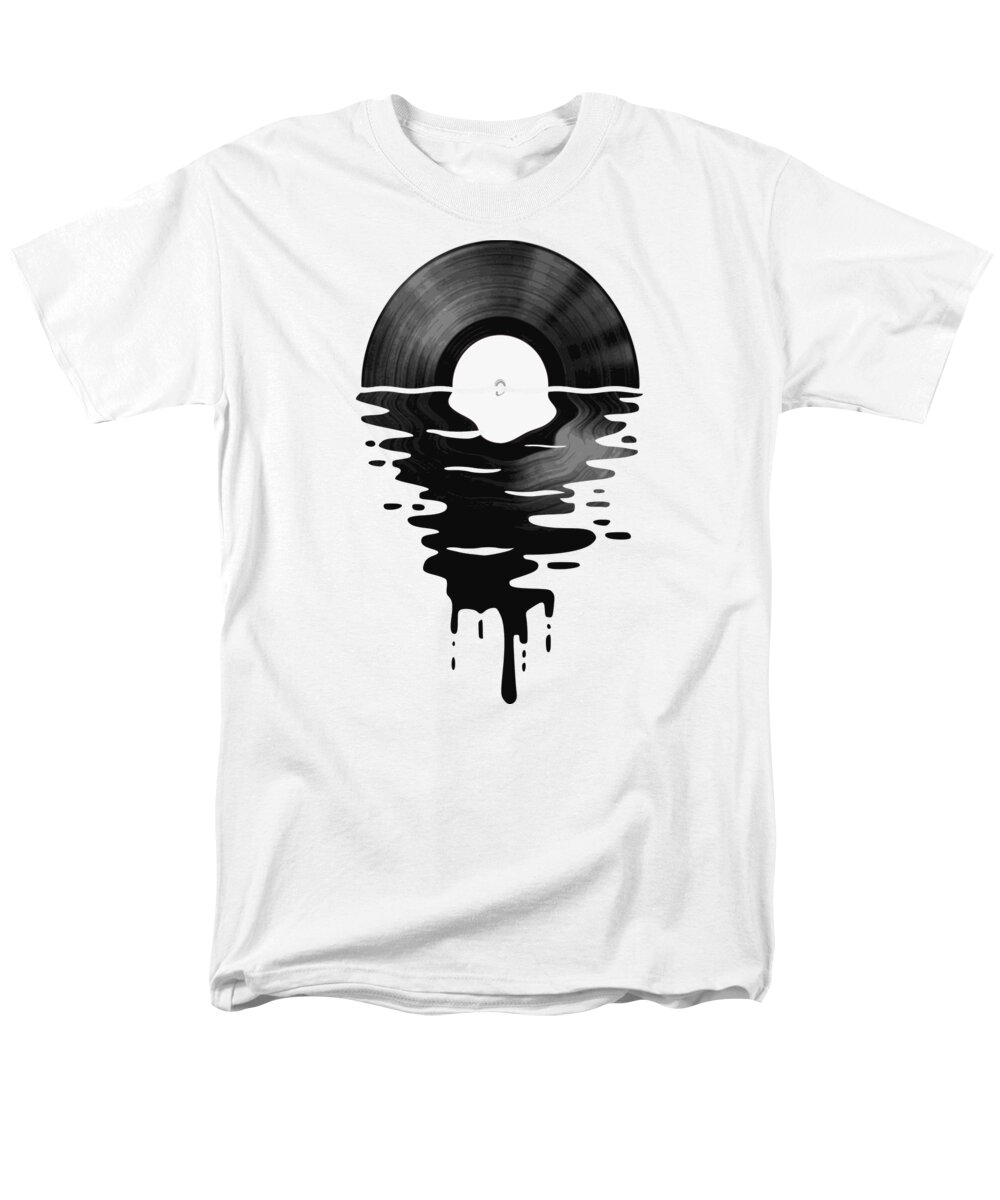 Vinyl Men's T-Shirt (Regular Fit) featuring the digital art Vinyl LP Record Sunset white by Megan Miller