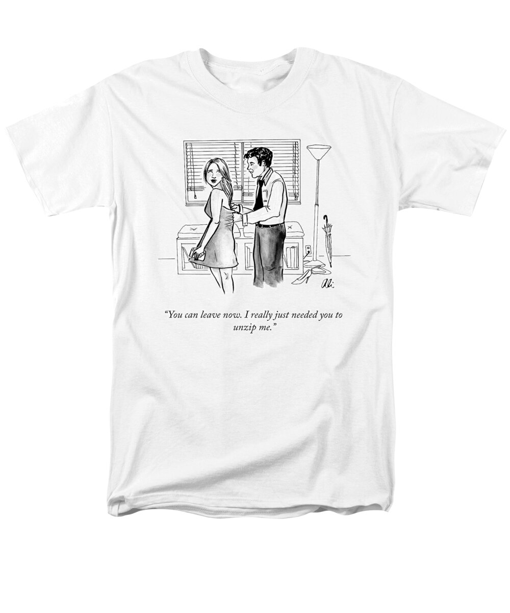 you Can Leave Now. I Really Just Needed You To Unzip Me. Men's T-Shirt (Regular Fit) featuring the drawing You Can Leave Now by Ali Solomon
