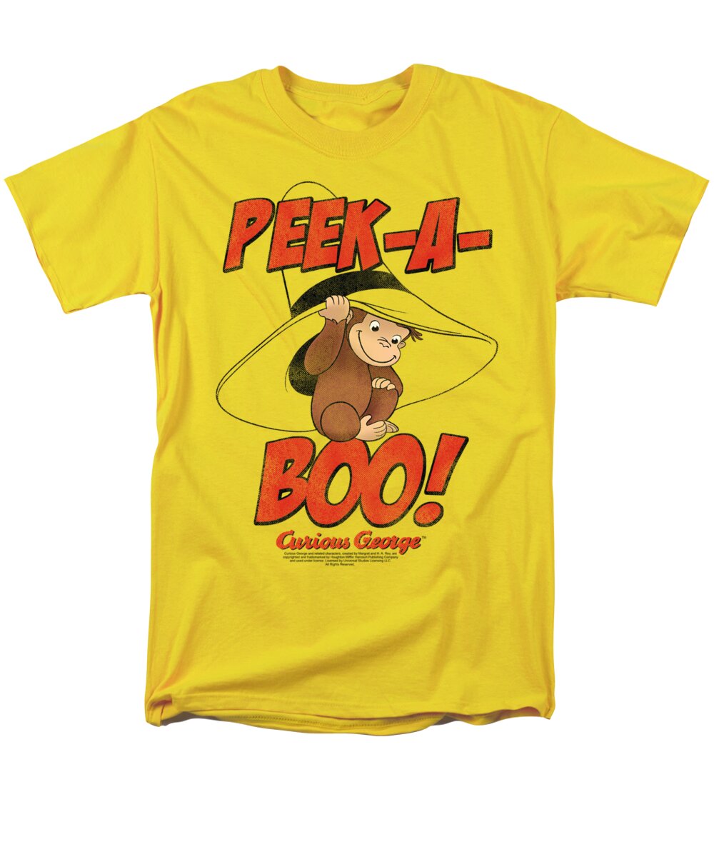  Men's T-Shirt (Regular Fit) featuring the digital art Curious George - Peek A Boo by Brand A