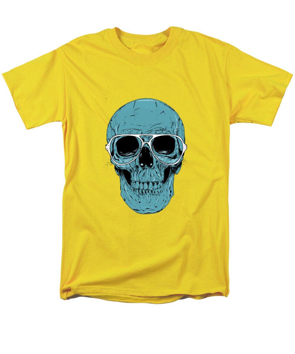 Skull Men's T-Shirt (Regular Fit) featuring the drawing Blue skull by Balazs Solti