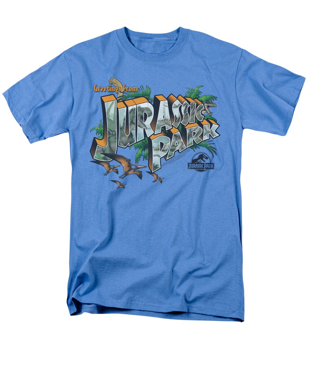 Jurassic Park Men's T-Shirt (Regular Fit) featuring the digital art Jurassic Park - Greetings From Jp by Brand A