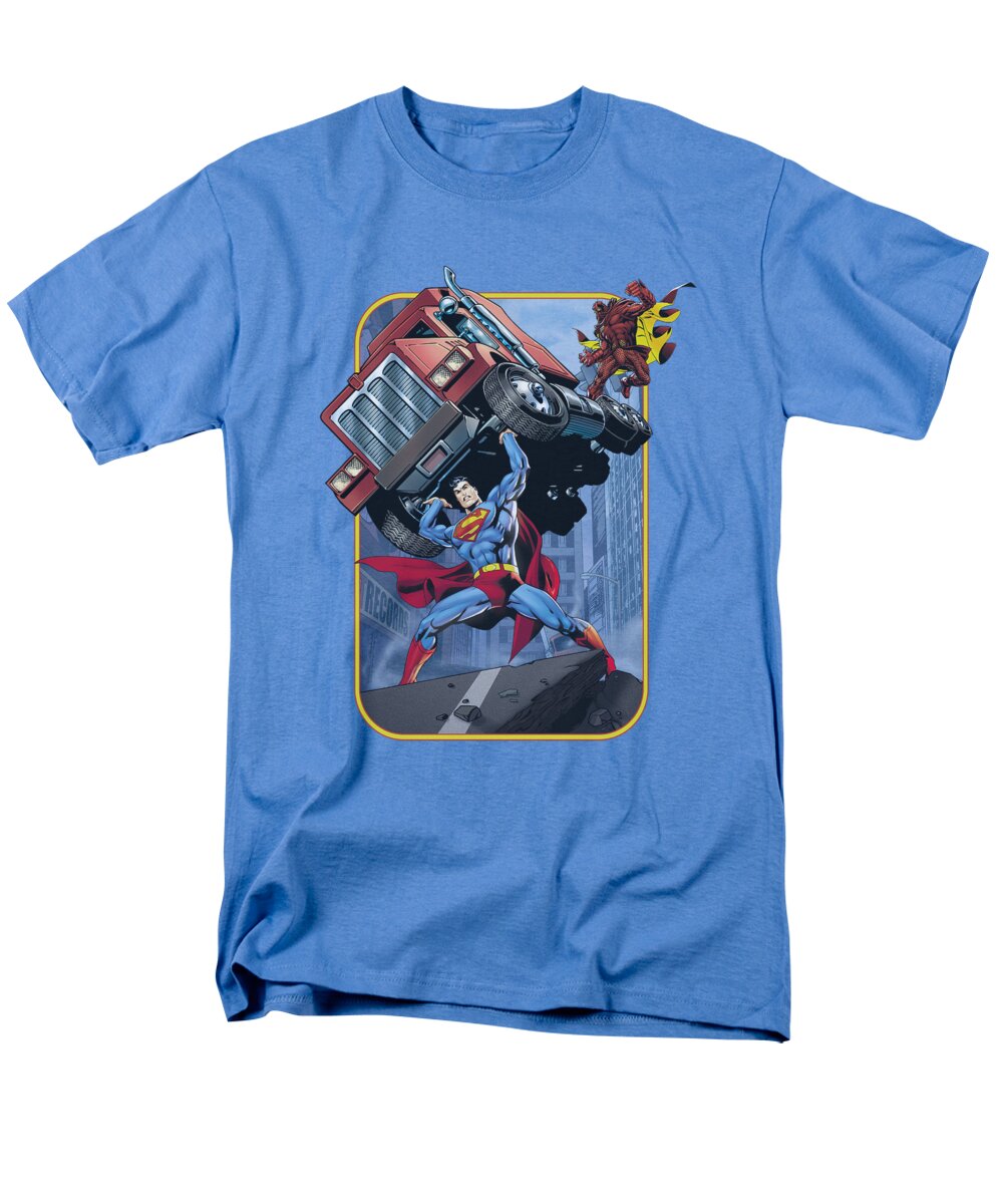 Superman Men's T-Shirt (Regular Fit) featuring the digital art Superman - Pick Up My Truck by Brand A