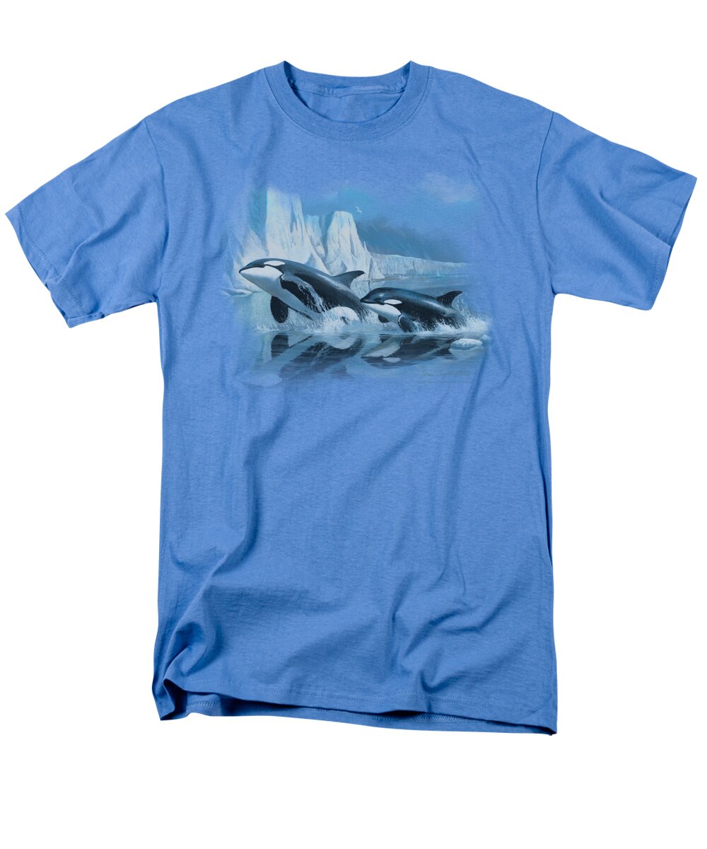 Wildlife Men's T-Shirt (Regular Fit) featuring the digital art Wildlife - Glaciers Edge Orcas by Brand A