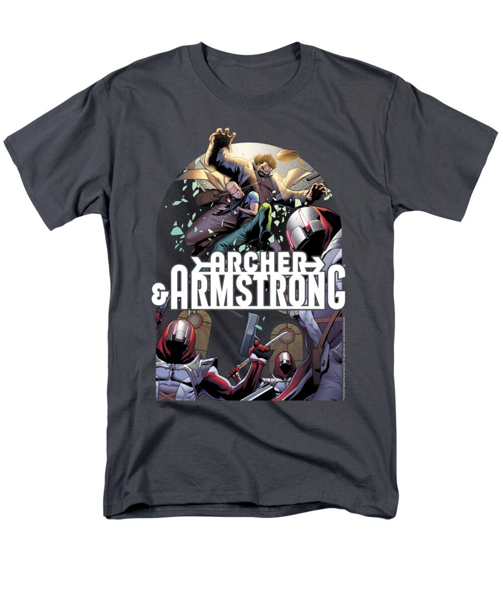  Men's T-Shirt (Regular Fit) featuring the digital art Archer And Armstrong - Dropping In by Brand A