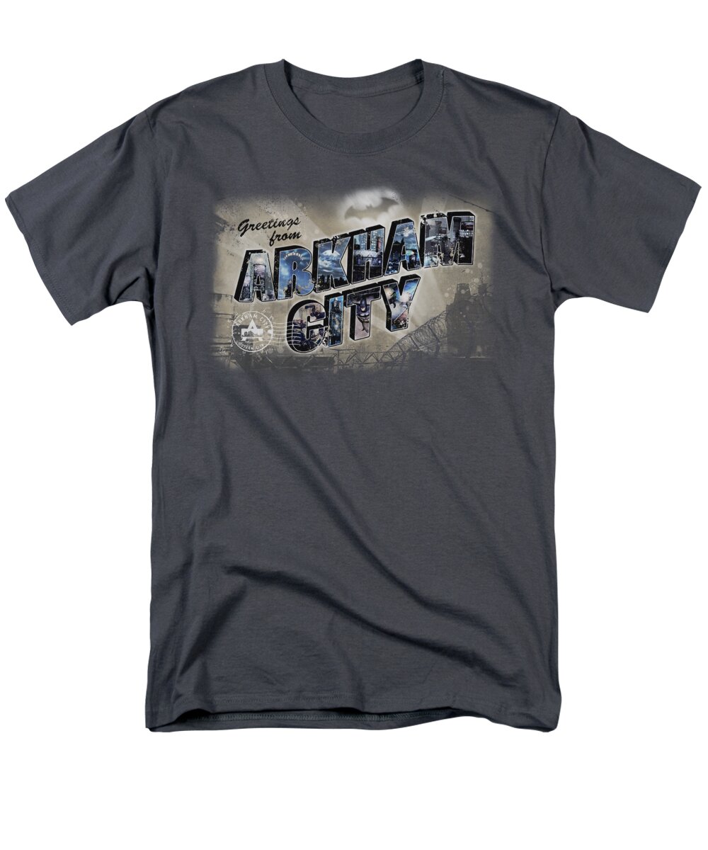 Arkham City Men's T-Shirt (Regular Fit) featuring the digital art Arkham City - Greetings From Arkham by Brand A