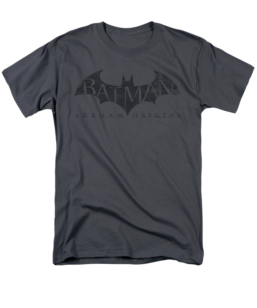 Batman Men's T-Shirt (Regular Fit) featuring the digital art Batman Arkham Origins - Crackle Logo by Brand A
