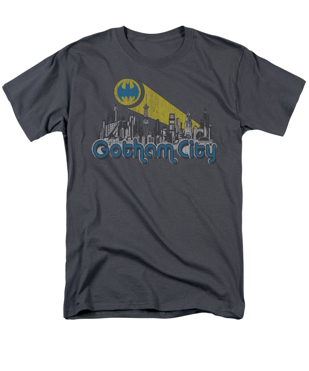 Batman Men's T-Shirt (Regular Fit) featuring the digital art Batman - Gotham City Distressed by Brand A