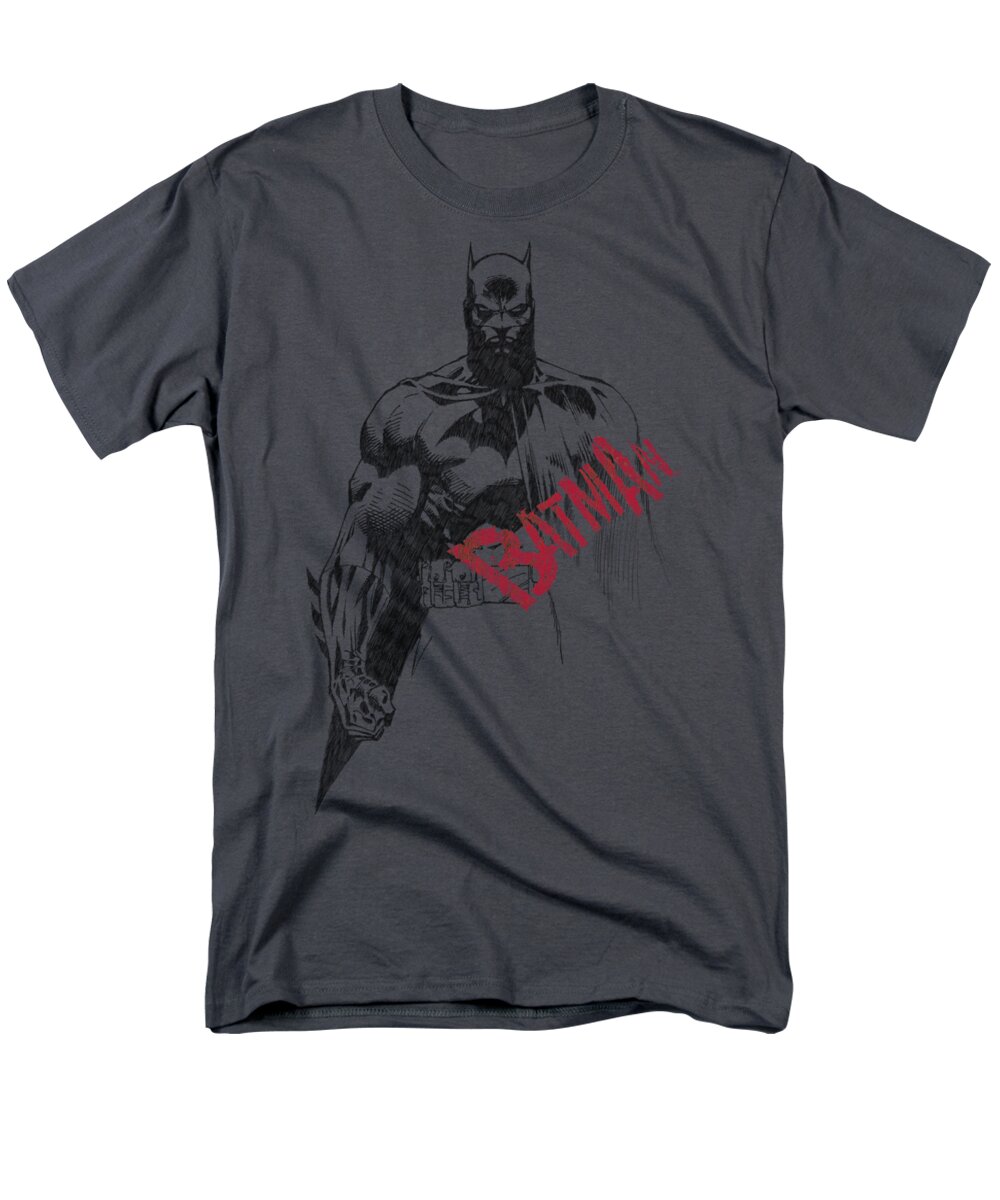 Batman Men's T-Shirt (Regular Fit) featuring the digital art Batman - Sketch Bat Red Logo by Brand A