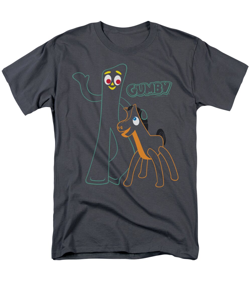 Gumby Men's T-Shirt (Regular Fit) featuring the digital art Gumby - Outlines by Brand A