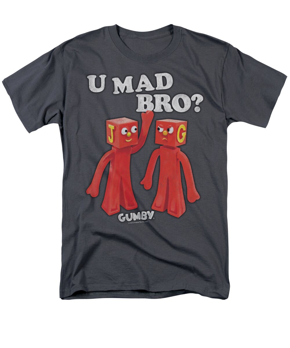 Gumby Men's T-Shirt (Regular Fit) featuring the digital art Gumby - U Mad Bro by Brand A