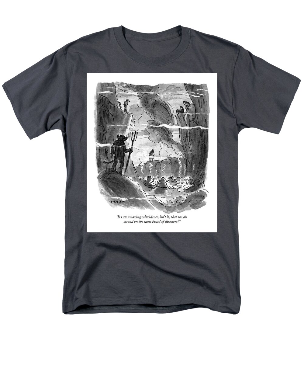 Old Age Men's T-Shirt (Regular Fit) featuring the drawing It's An Amazing Coincidence by James Stevenson