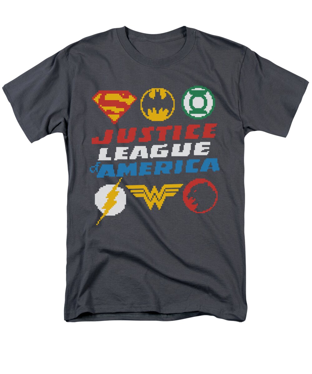 Justice League Of America Men's T-Shirt (Regular Fit) featuring the digital art Jla - Pixel Logos by Brand A
