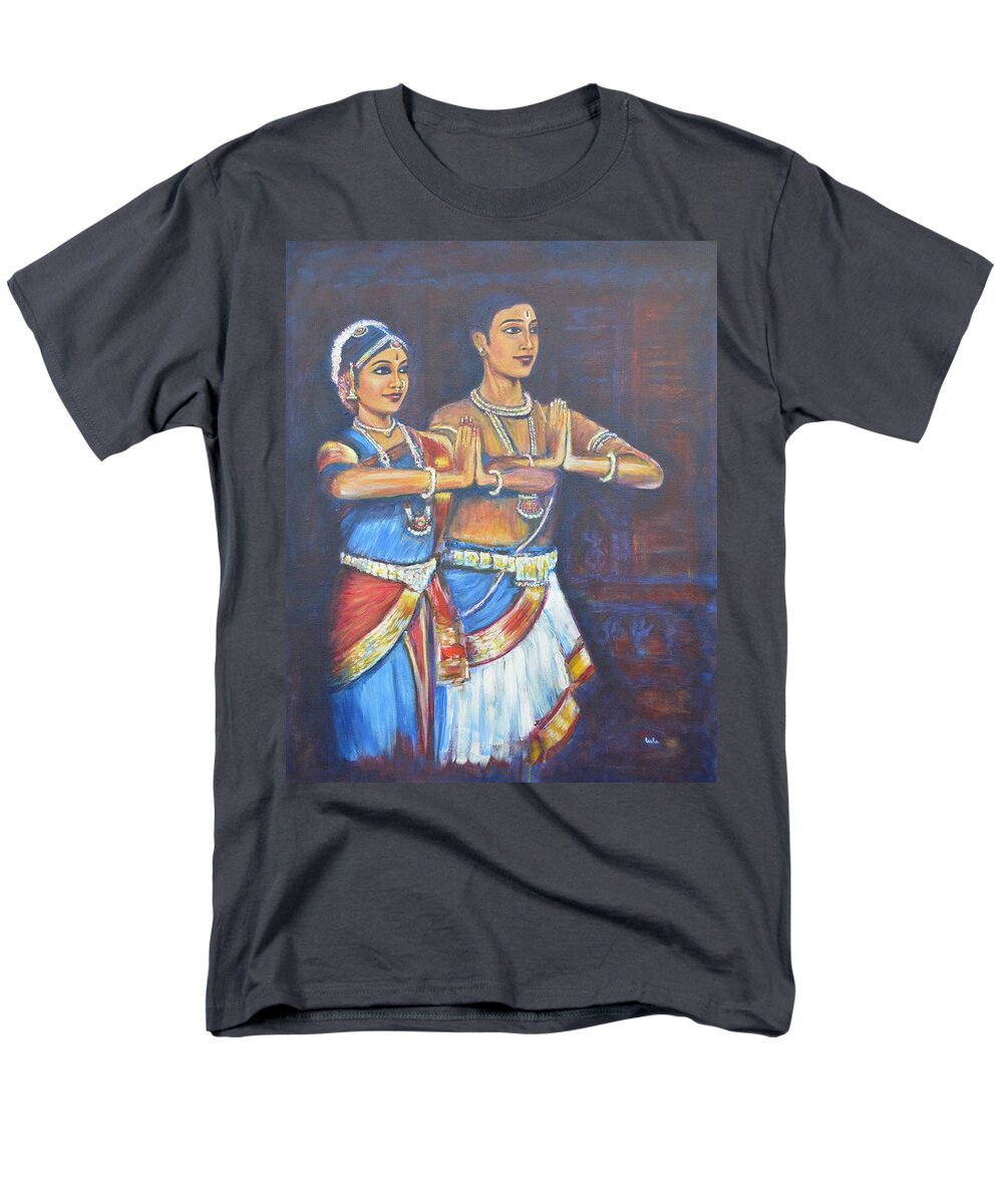Namaskaaramu Men's T-Shirt (Regular Fit) featuring the painting Namaskaaramu by Usha Shantharam