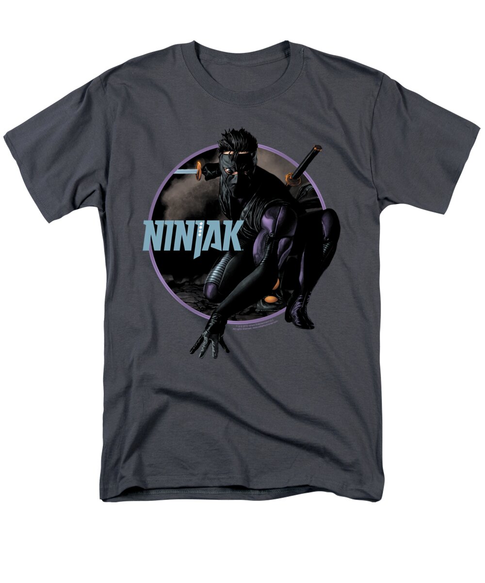  Men's T-Shirt (Regular Fit) featuring the digital art Ninjak - Crouching Ninjak by Brand A