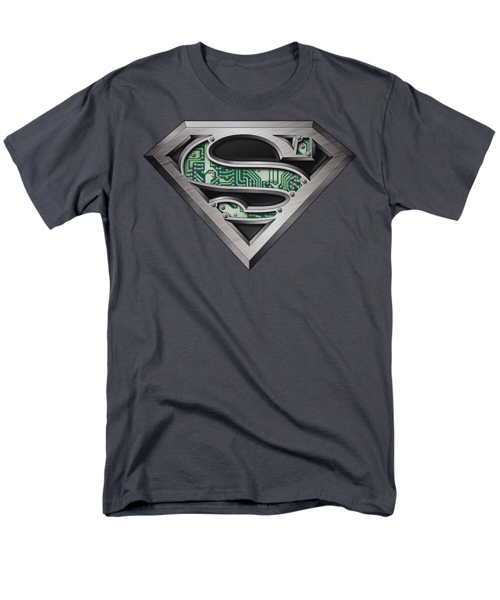 Superman Men's T-Shirt (Regular Fit) featuring the digital art Superman - Circuitry Logo by Brand A