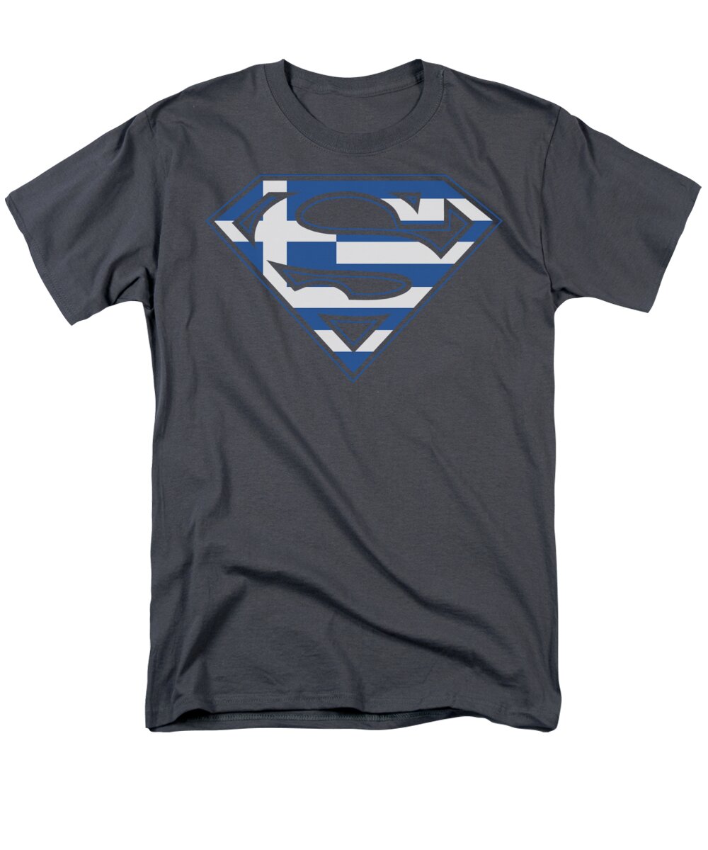 Superman Men's T-Shirt (Regular Fit) featuring the digital art Superman - Greek Shield by Brand A