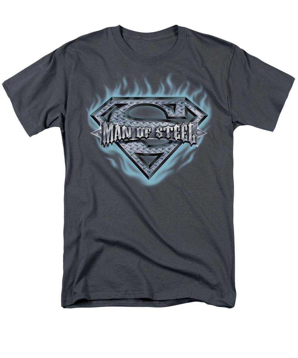 Superman Men's T-Shirt (Regular Fit) featuring the digital art Superman - Man Of Steel Shield by Brand A