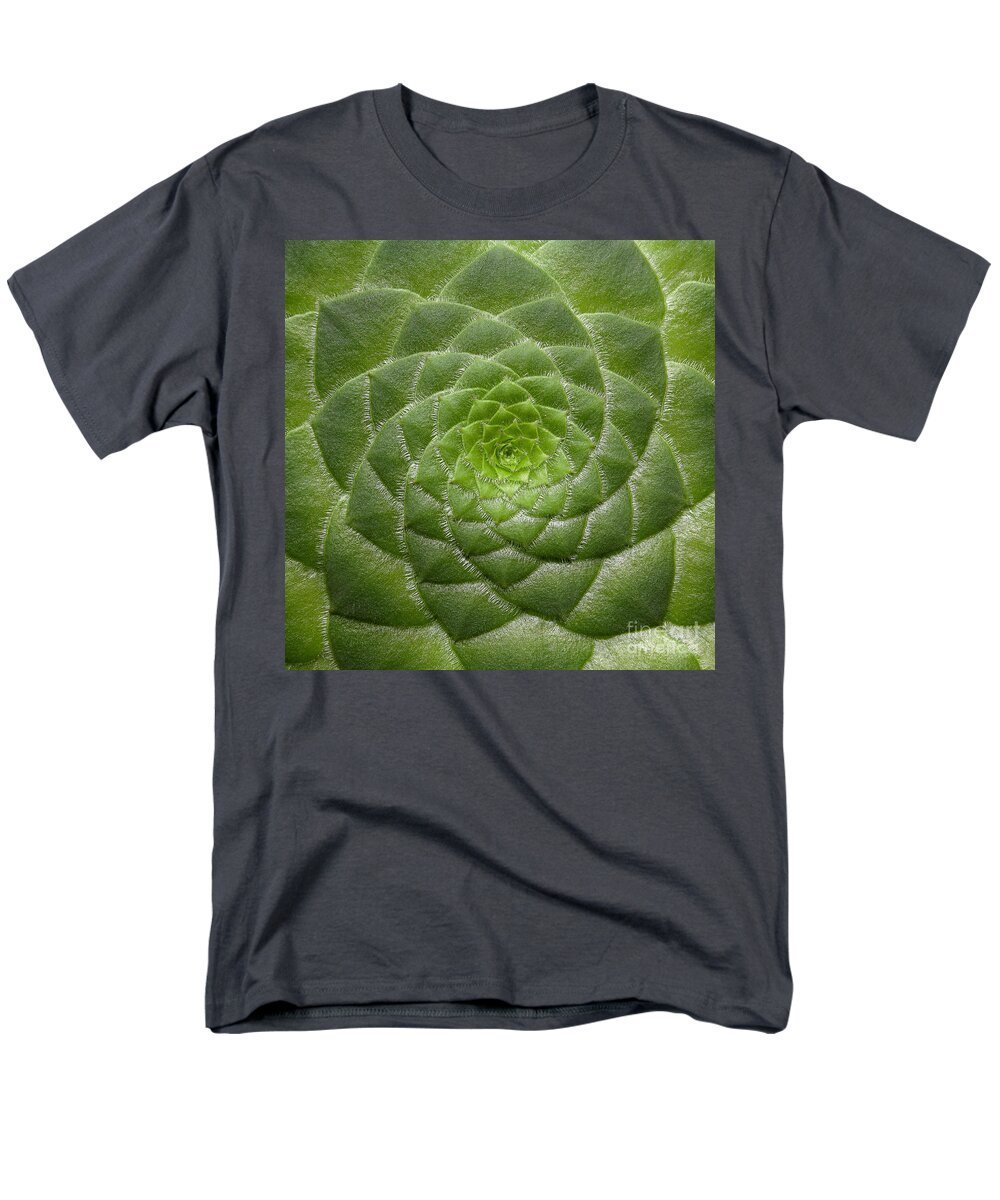 203 Men's T-Shirt (Regular Fit) featuring the photograph Artistic Nature Green Aeonium Cactus Macro Photo 203 by Ricardos Creations