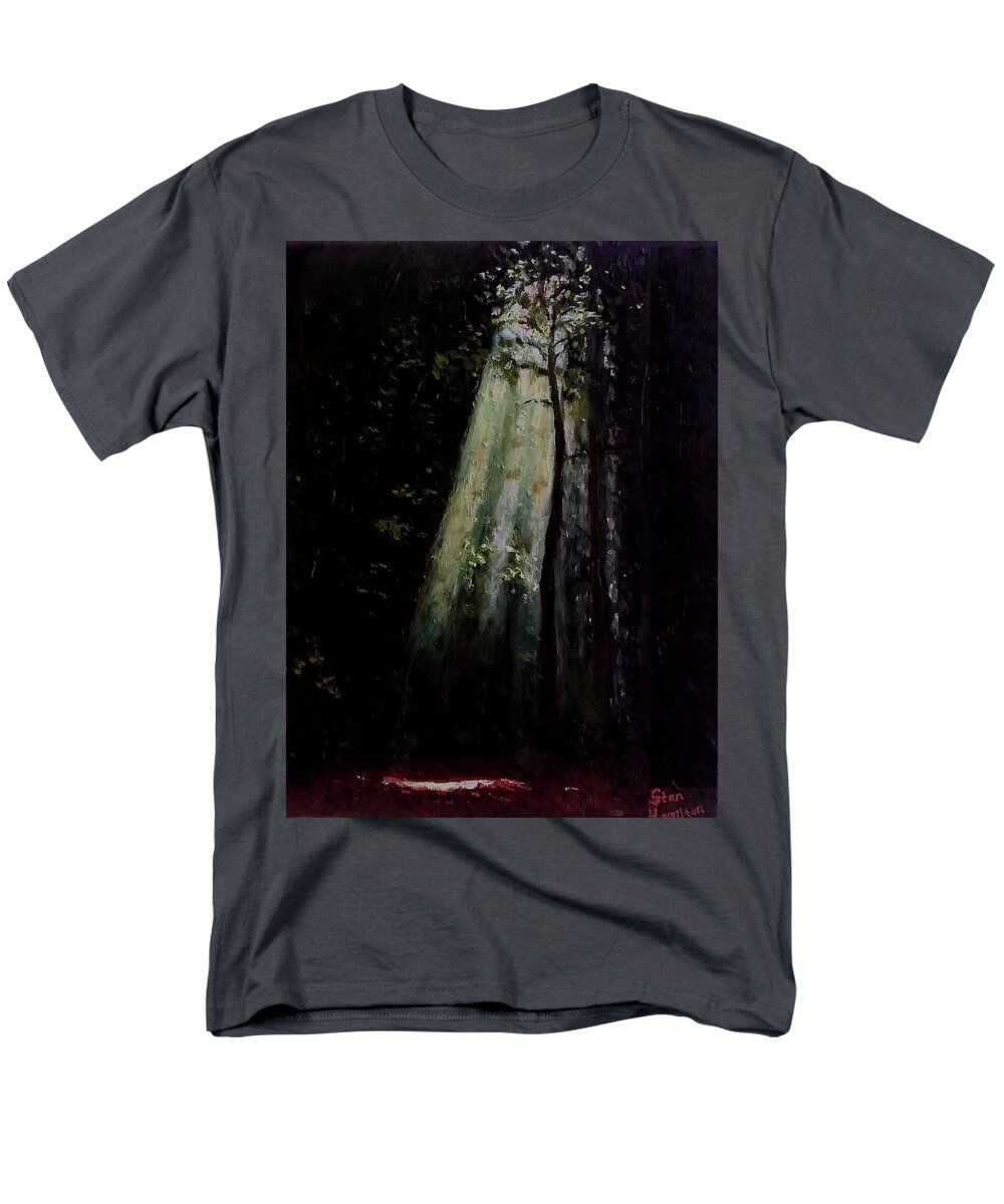 Dark Men's T-Shirt (Regular Fit) featuring the painting Dark Forest by Stan Hamilton